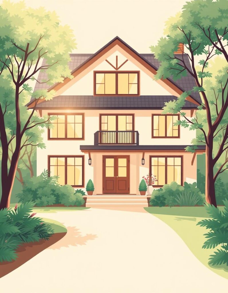 Residential vastu compliant house design with a symmetrical front entrance.