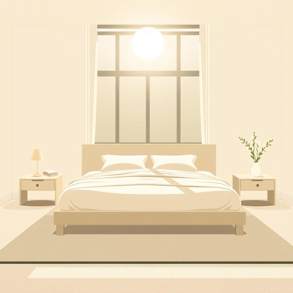Residential vastu compliant bedroom layout with a centered platform bed.