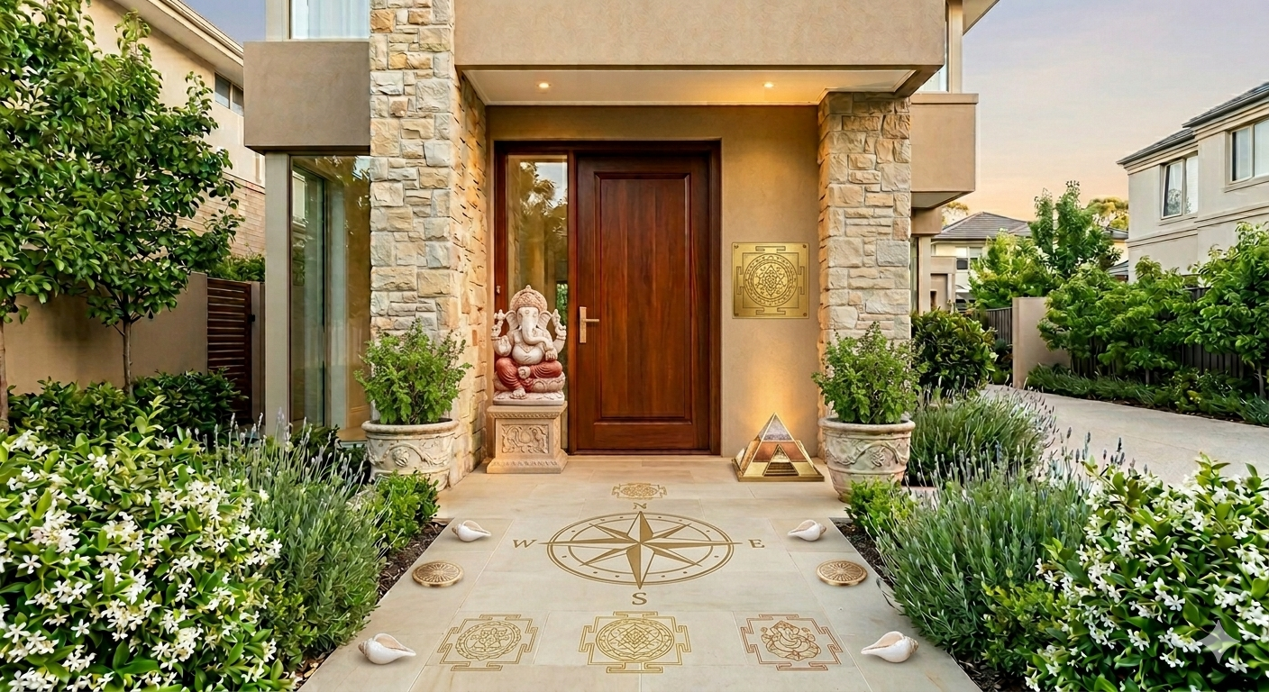 A welcoming main entrance designed with vastu tips for selling property.