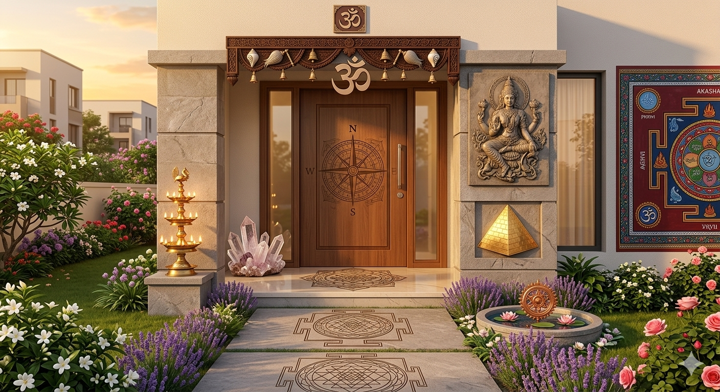 A house entrance featuring traditional remedies to help you select the perfect plot as per vastu.