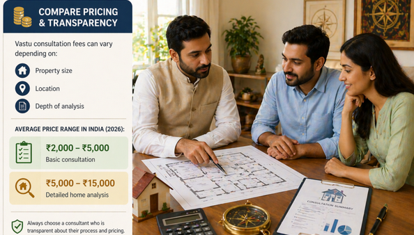 A professional best vastu consultant in india discussing project pricing and transparent consultation plans with a couple to ensure clarity and trust.
