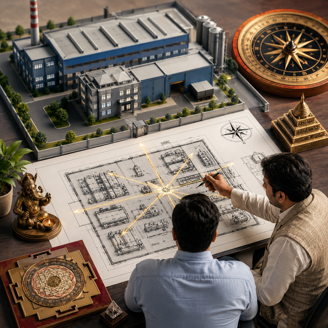 Factory Vastu Consultation experts planning industrial layout and machinery placement for business growth and productivity.