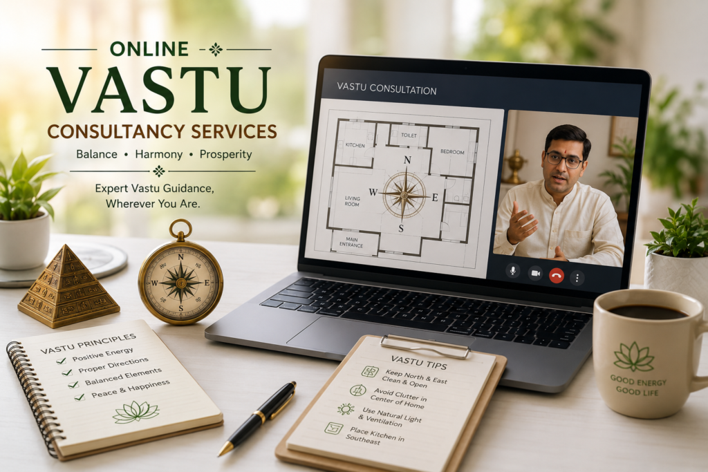 Online Vastu Consultancy Services with virtual consultation and floor plan analysis.