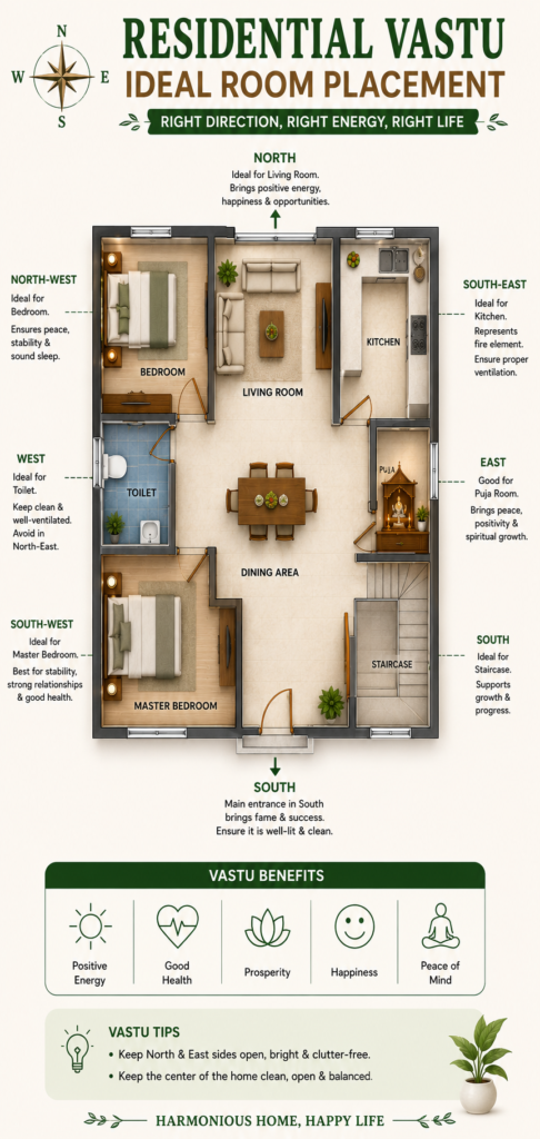 **Short SEO Alt Text:**
**Residential Vastu ideal room placement guide**