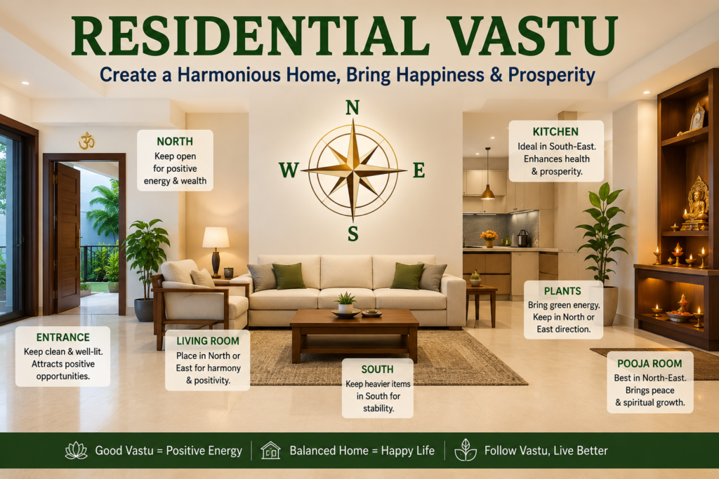 Residential Vastu living room with natural light
